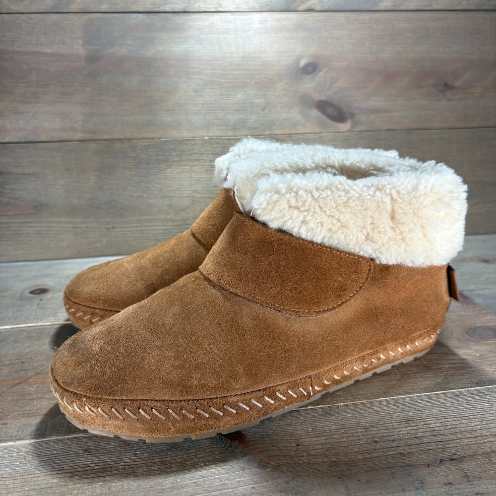 LL Bean Wicked Good Womens size 8 shoes Brown Suede Shearling Slipper boots